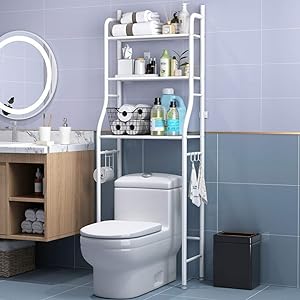 The Toilet Storage Bathroom Space Saver Rack, 3-Shelf Stable Anti-Tilt Multifunctional Bathroom