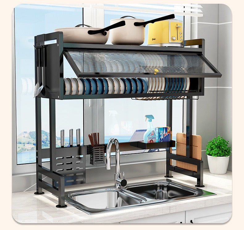 Heavy Duty Dish Rack with Closing Cover