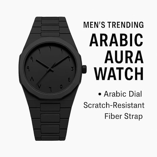 3 PC Aura Men's Watch with Arabic Numerals Matte Black Minimalist Analog Watch | Trending Wristwatch