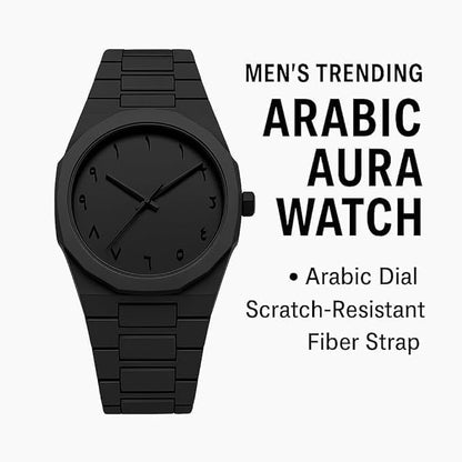 3 PC Aura Men's Watch with Arabic Numerals Matte Black Minimalist Analog Watch | Trending Wristwatch