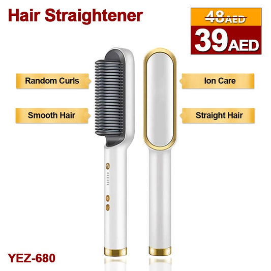 Türkiye Ring Hair Straightener Comb, Anti-Scald Flat Iron Hot Brush with Ceramic Coating