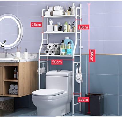 The Toilet Storage Bathroom Space Saver Rack, 3-Shelf Stable Anti-Tilt Multifunctional Bathroom